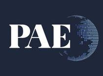 Dark background with white letters "PAE" and an adjacent half-globe graphic in blue, symbolizing global reach.